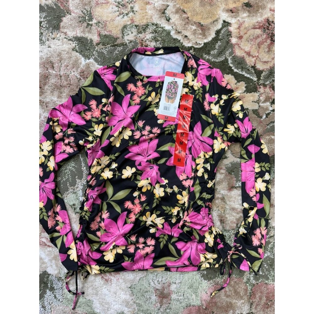 Hurley Ladies' s Long Sleeve Sun Protection Shirt UPF 50+ Swim Sz M Surf Floral